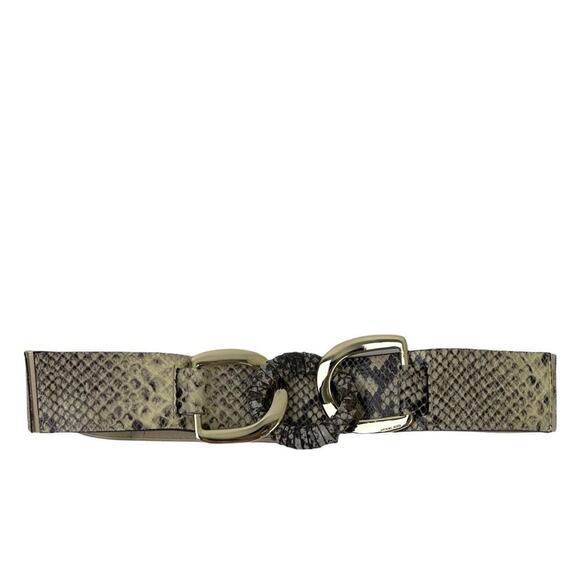 Michael Kors Snake Embossed Genuine Leather Belt Tan Gold Size M/L Style 555115 - Picture 1 of 14